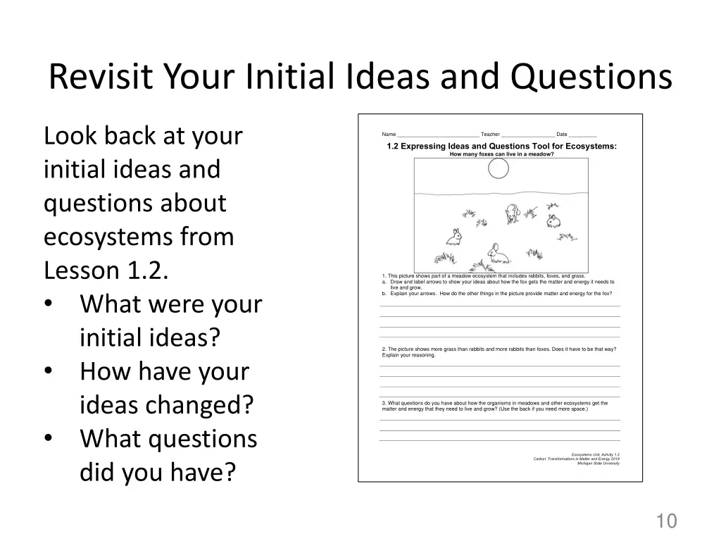 revisit your initial ideas and questions