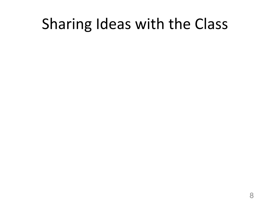 sharing ideas with the class