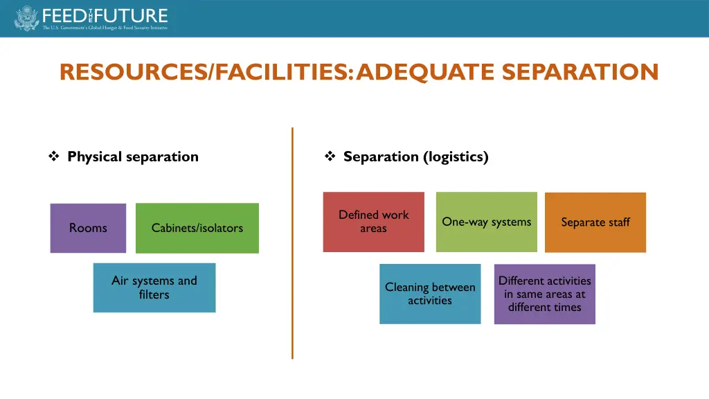 resources facilities adequate separation
