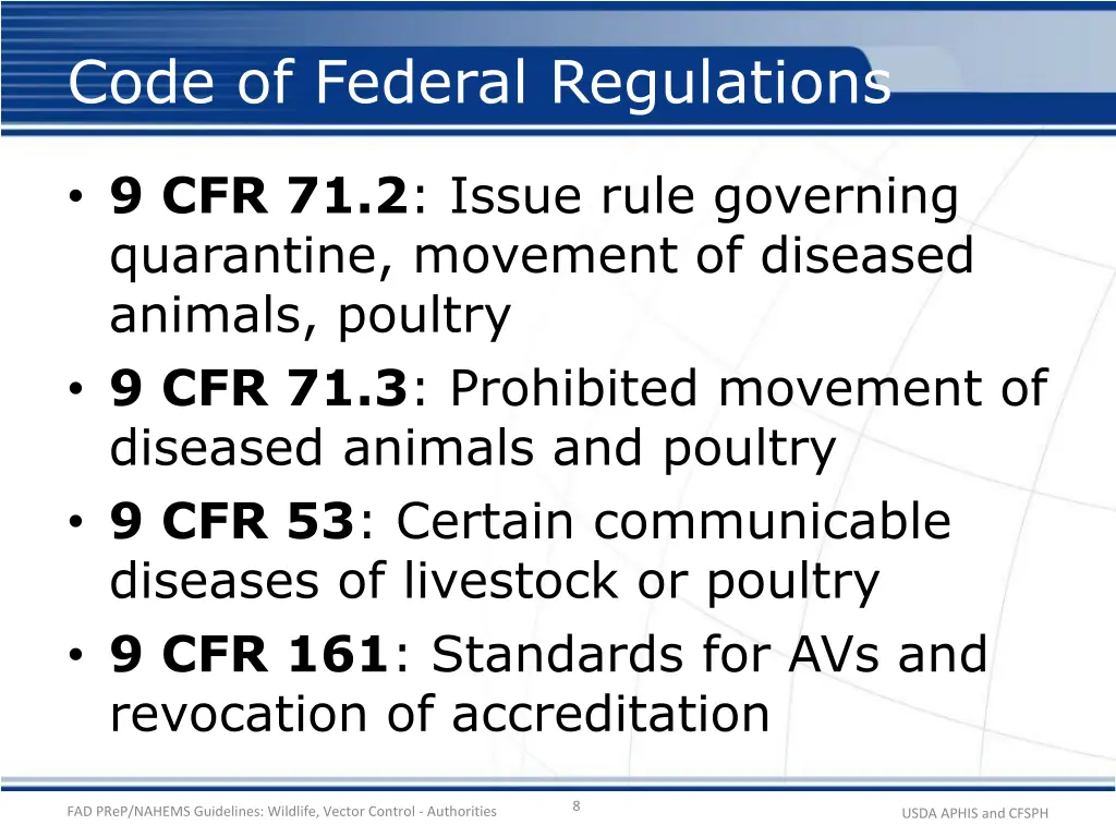 code of federal regulations