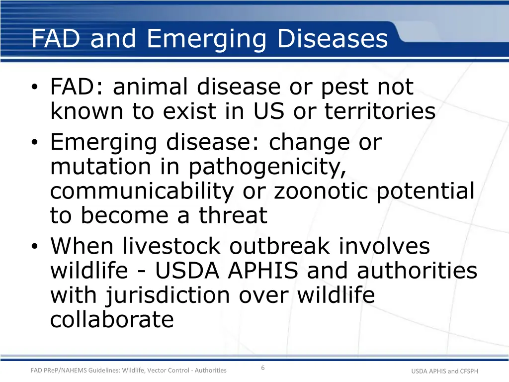 fad and emerging diseases