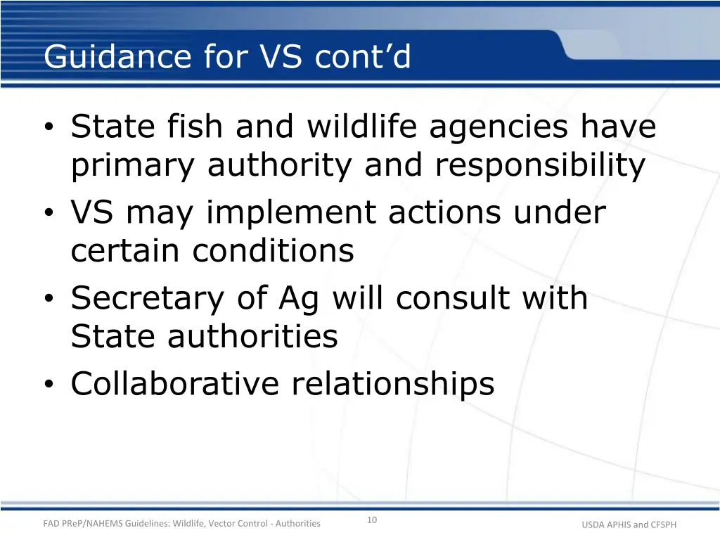 g uidance for vs cont d