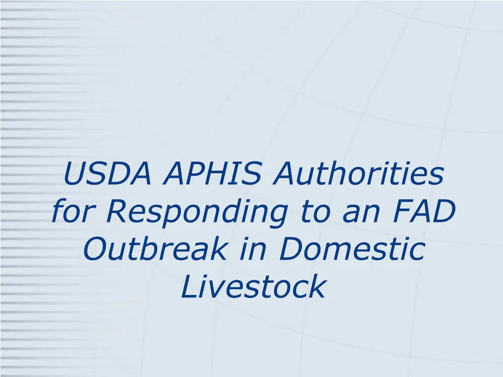 usda aphis authorities for responding