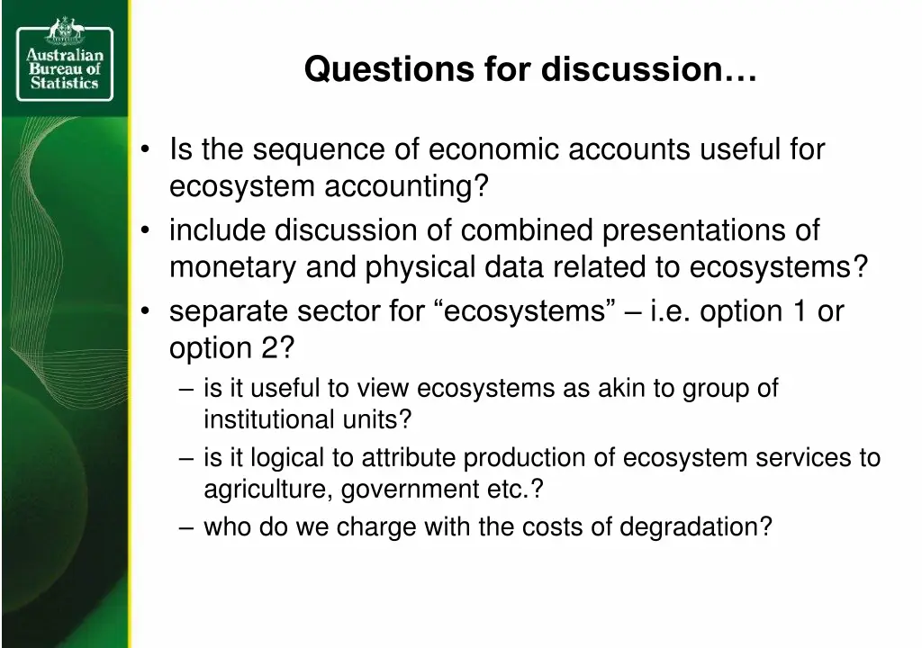 questions for discussion