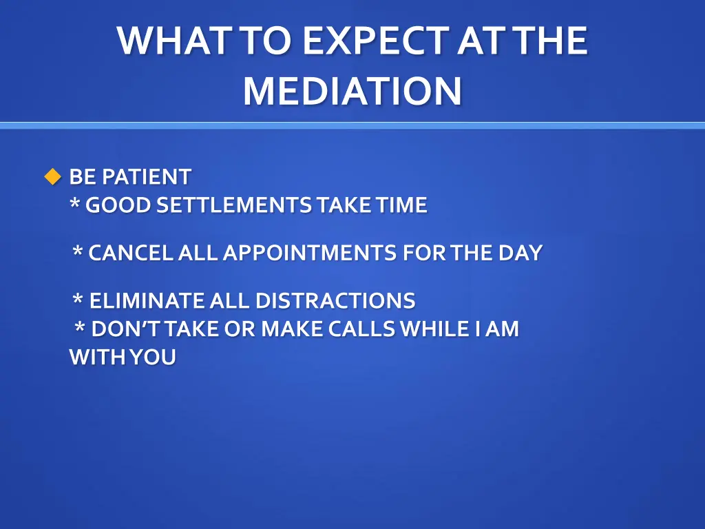 what to expect at the mediation 1