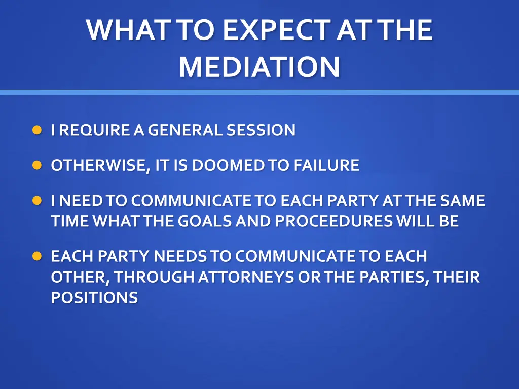 what to expect at the mediation