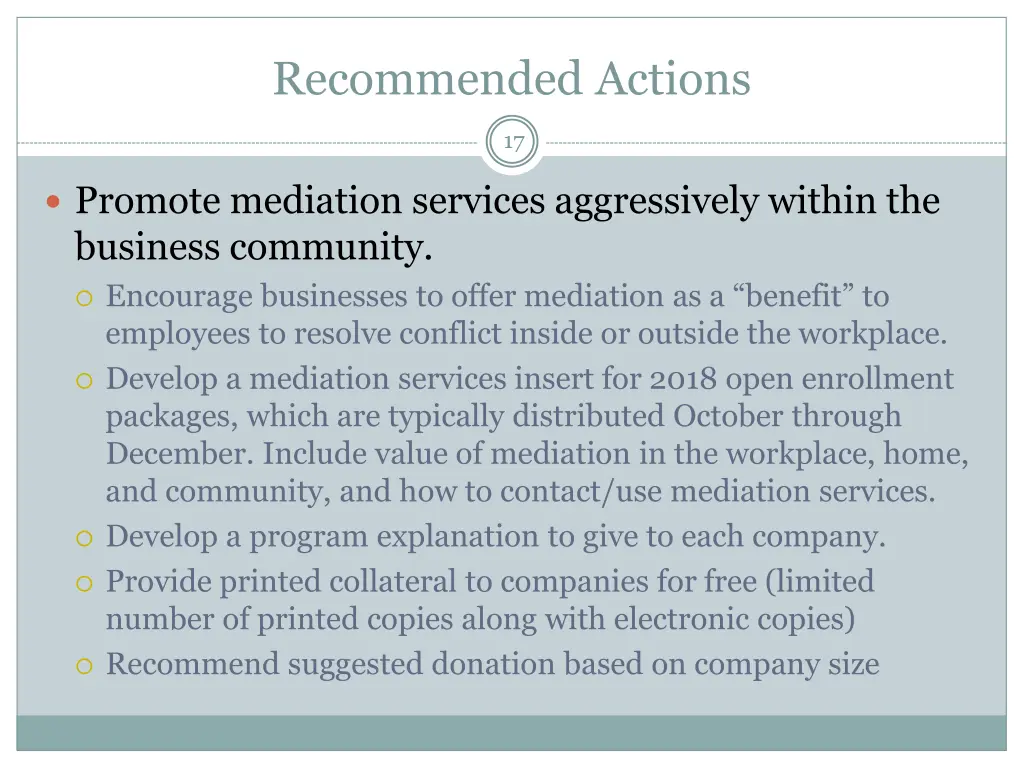 recommended actions 1