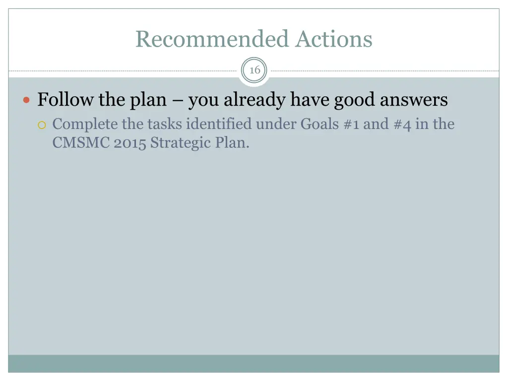 recommended actions