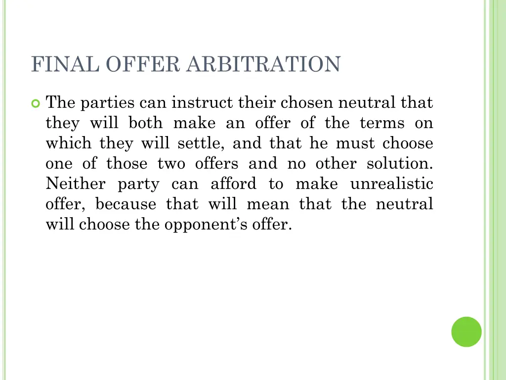 final offer arbitration