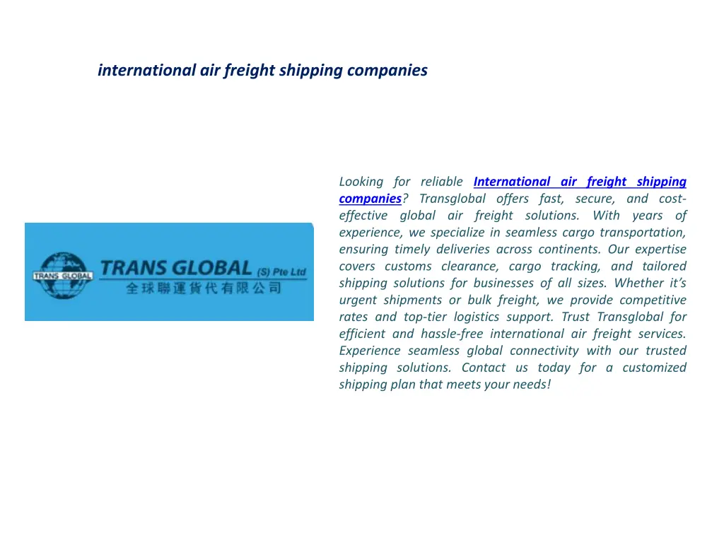 international air freight shipping companies