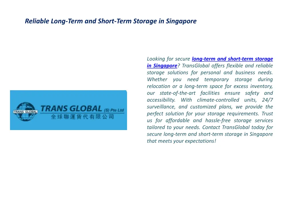 reliable long term and short term storage