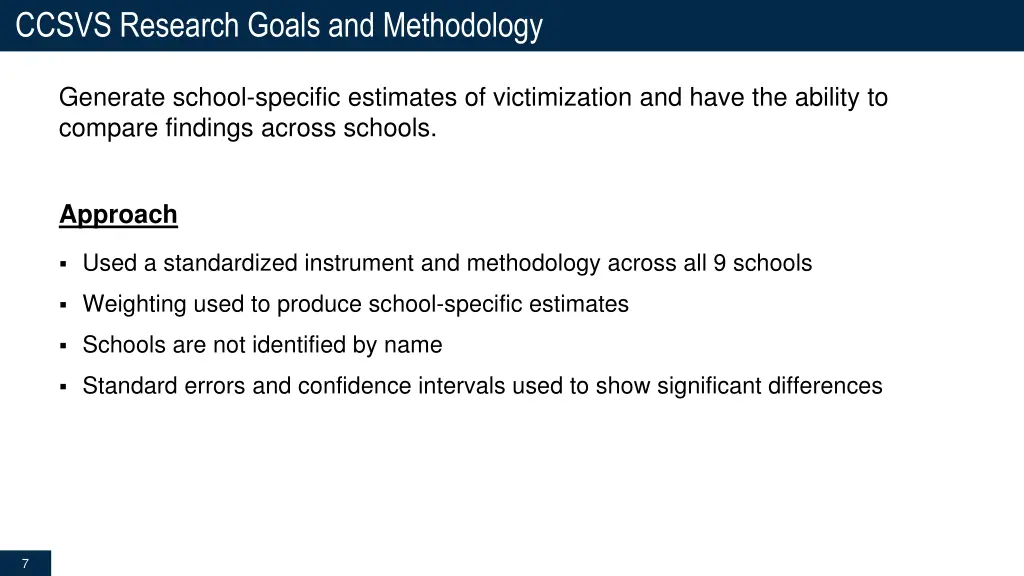 ccsvs research goals and methodology 2