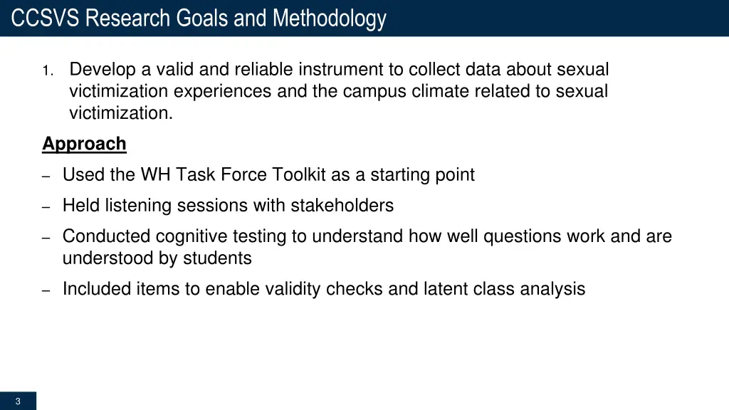 ccsvs research goals and methodology