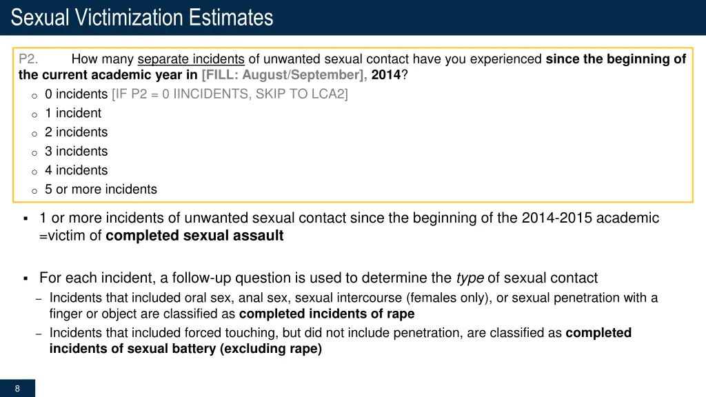 sexual victimization estimates