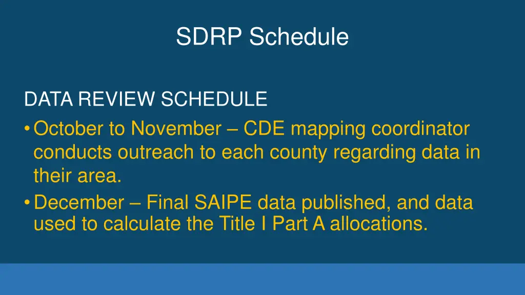 sdrp schedule