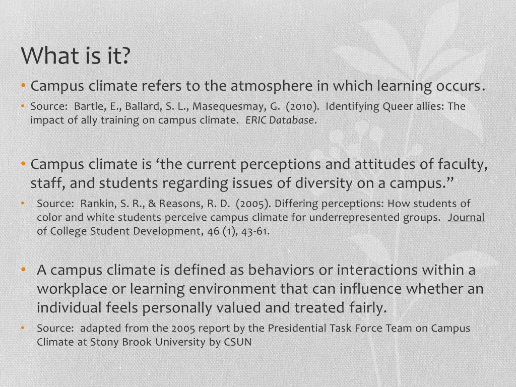 what is it campus climate refers