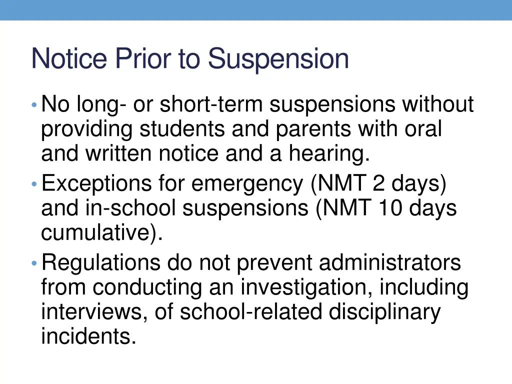 notice prior to suspension
