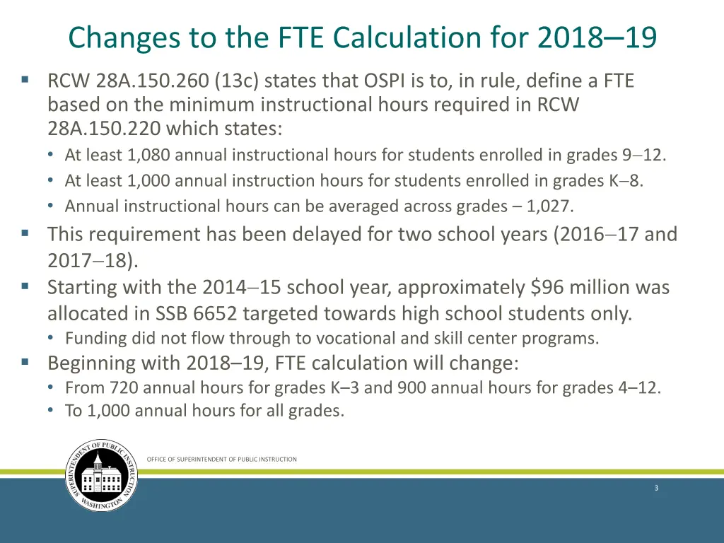 changes to the fte calculation for 2018 19