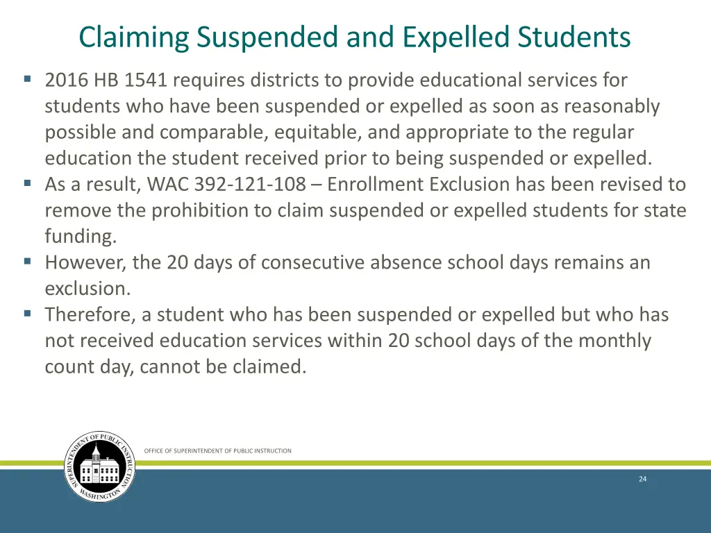 claiming suspended and expelled students