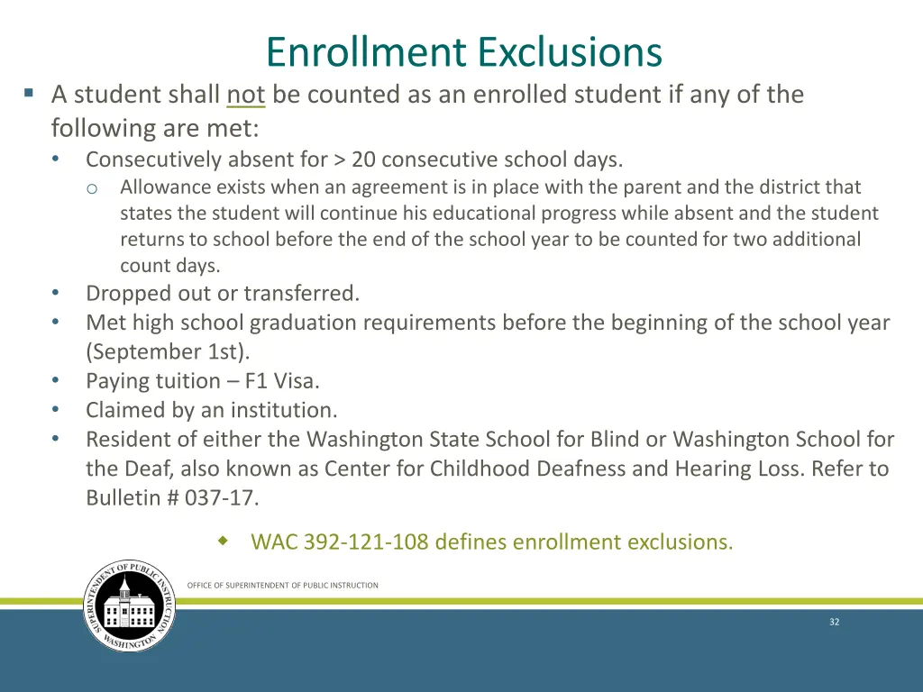 enrollment exclusions