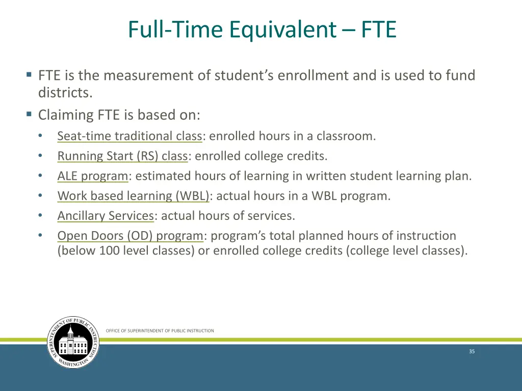 full time equivalent fte