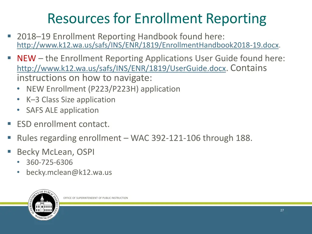 resources for enrollment reporting 2018