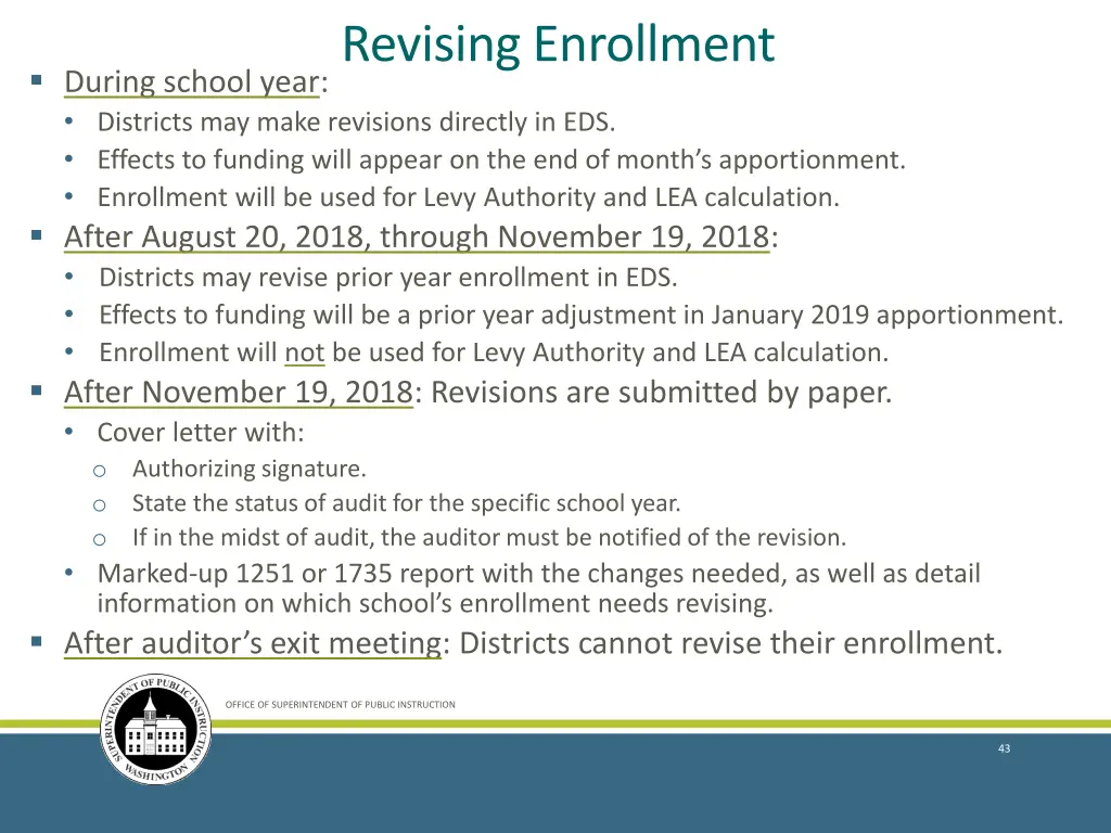 revising enrollment