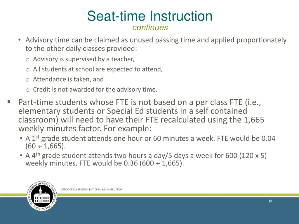 seat time instruction continues
