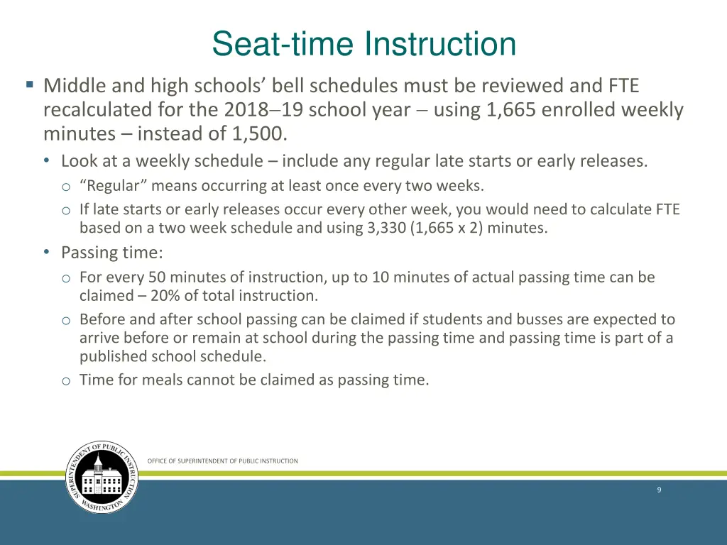 seat time instruction