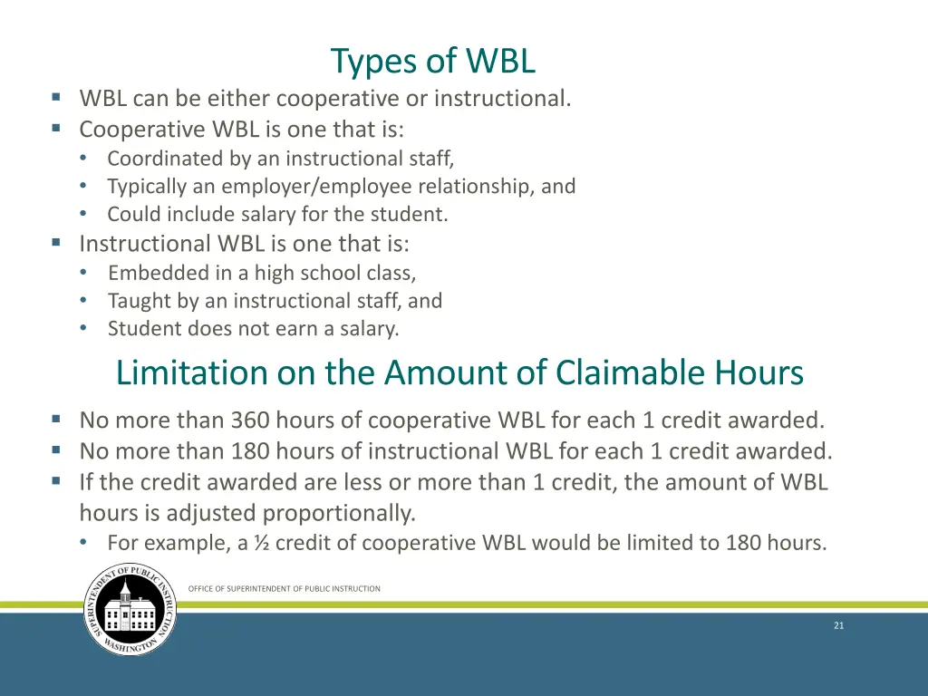 types of wbl