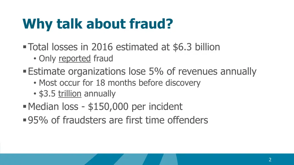why talk about fraud