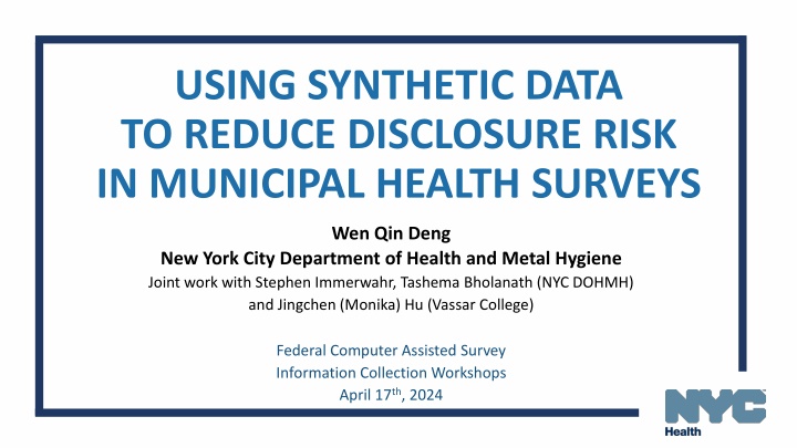 using synthetic data to reduce disclosure risk
