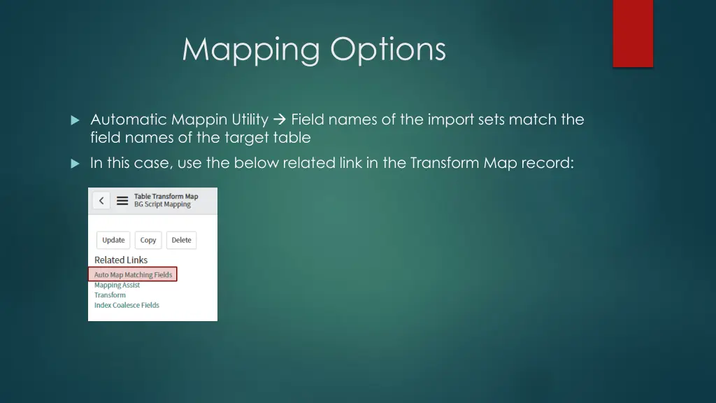 mapping options
