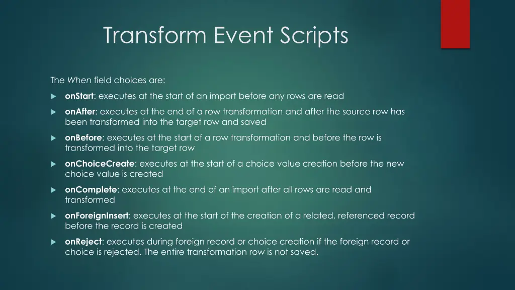 transform event scripts