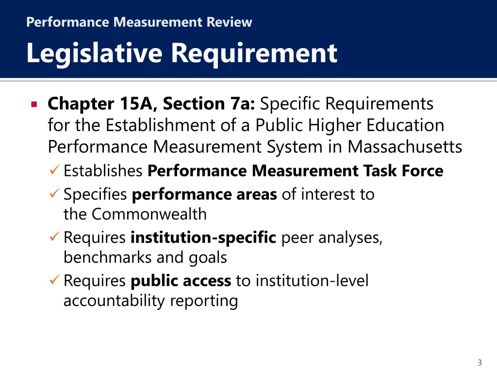 performance measurement review legislative