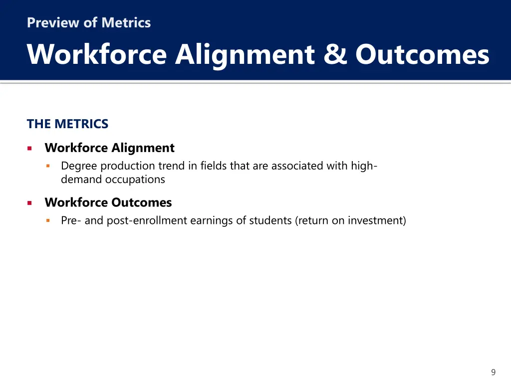 preview of metrics workforce alignment outcomes