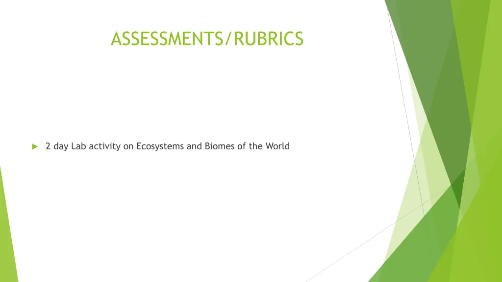 assessments rubrics