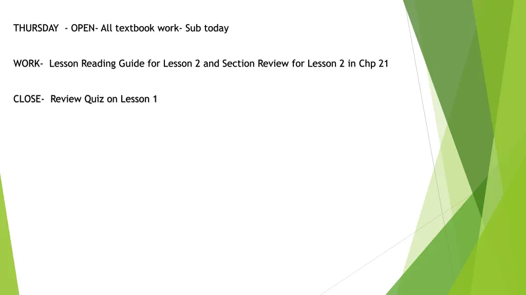 thursday open all textbook work sub today