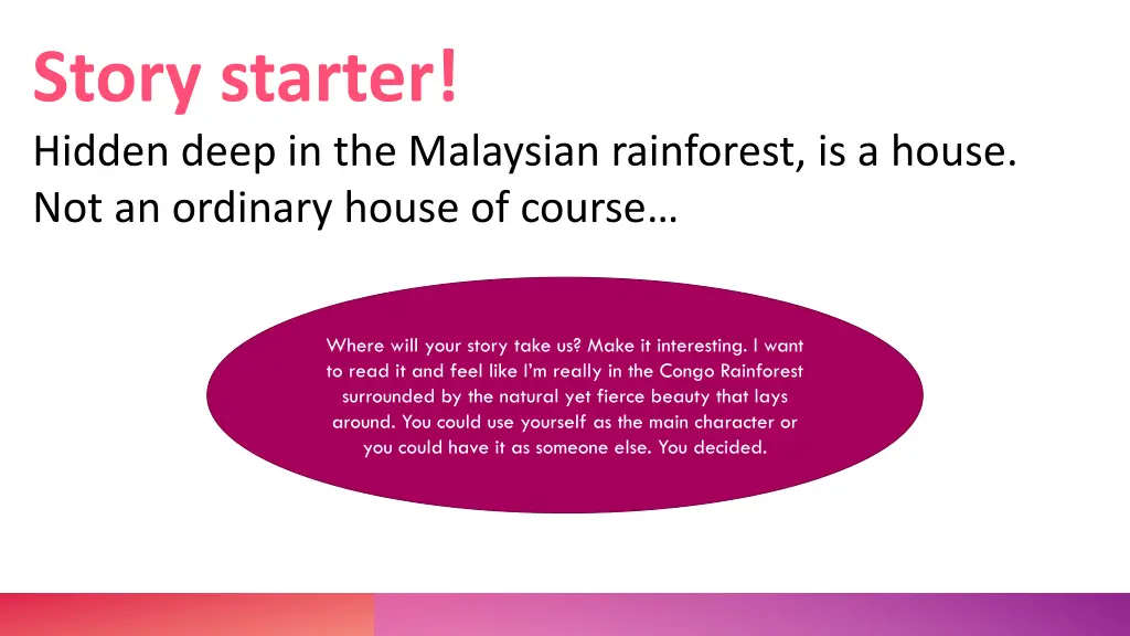 story starter hidden deep in the malaysian
