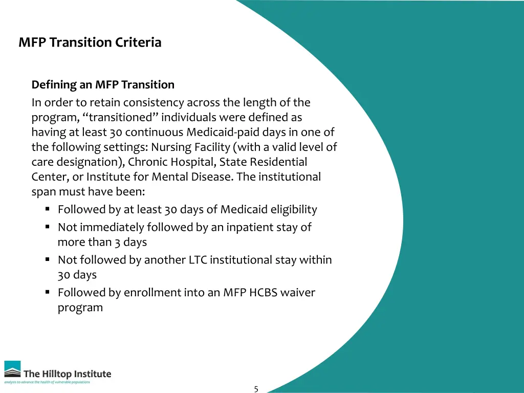 mfp transition criteria