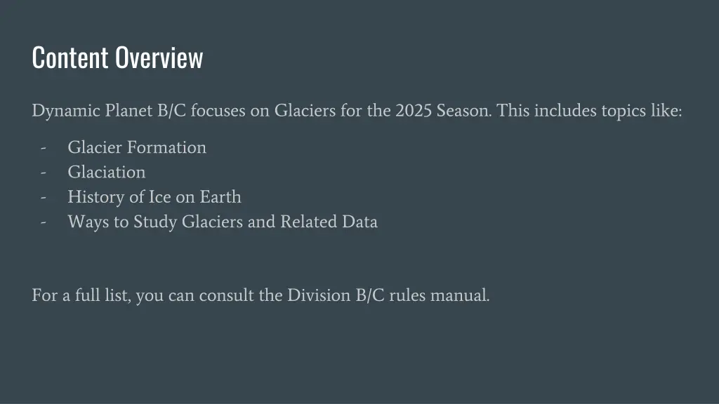 content overview