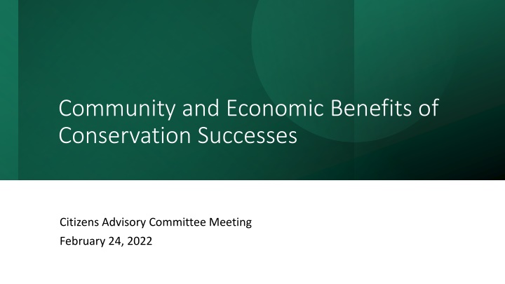 community and economic benefits of conservation