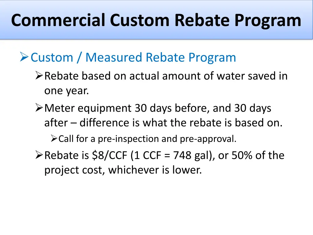 commercial custom rebate program