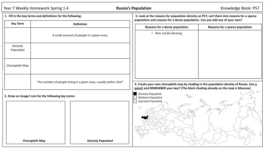 year 7 weekly homework spring 1 4