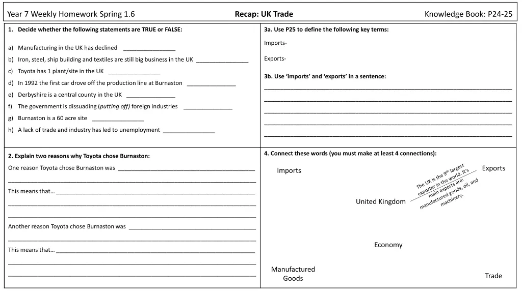 year 7 weekly homework spring 1 6