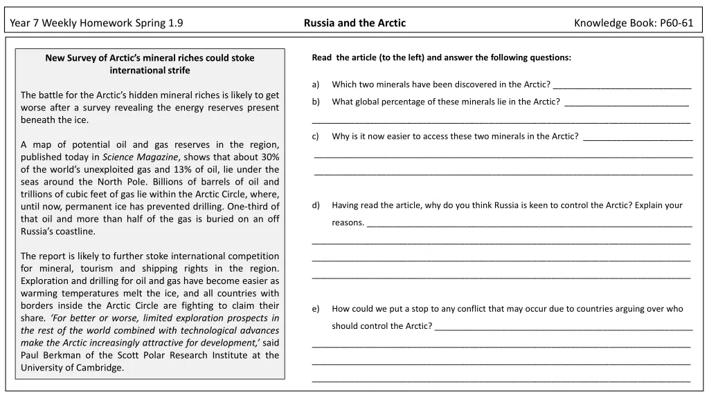 year 7 weekly homework spring 1 9