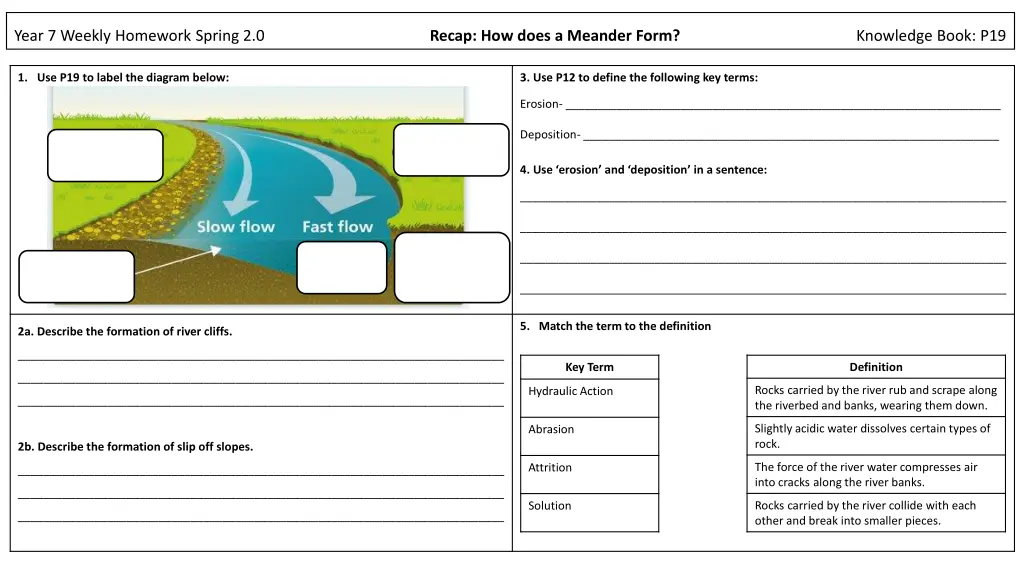 year 7 weekly homework spring 2 0