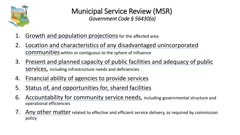 municipal service review msr municipal service