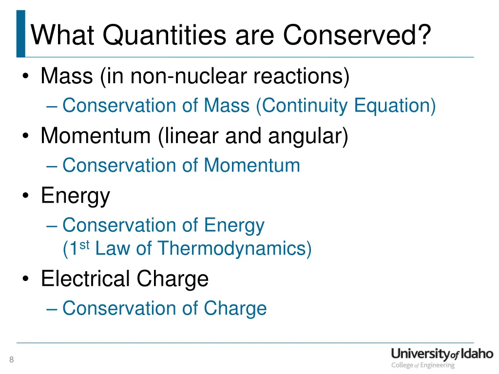 what quantities are conserved