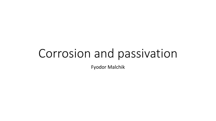 corrosion and passivation